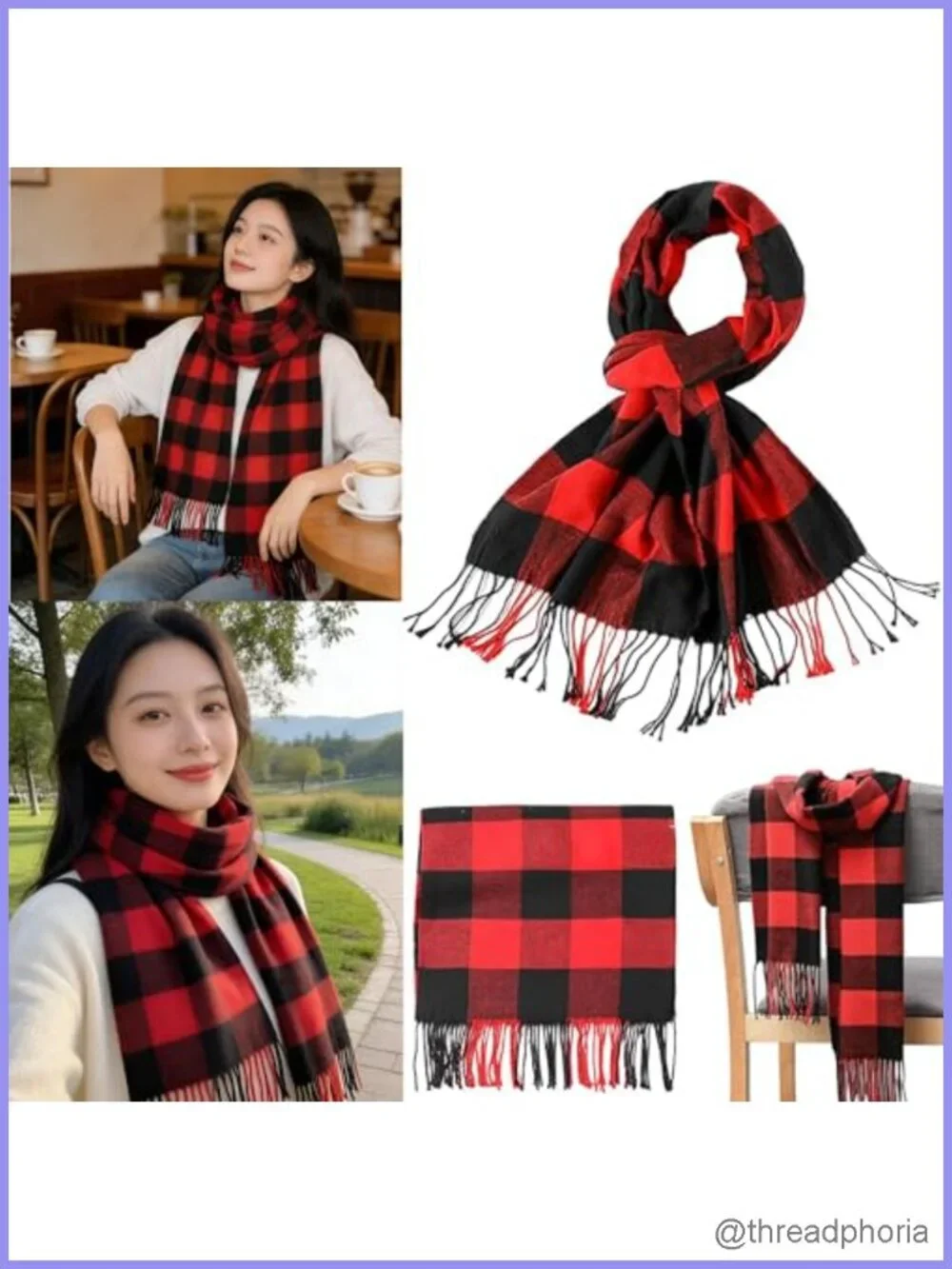 Soft Cashmere Feel Plaid Scarf Wrap Winter Warm